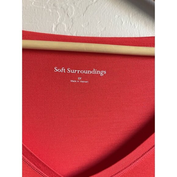 New! Soft Surroundings Size 2X Amelia A-Lie Orange Tunic Top MSRP $89.95 V-Neck - Picture 4 of 9